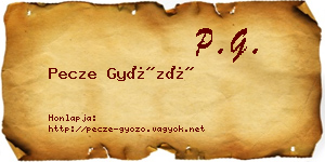 Pecze Győző névjegykártya